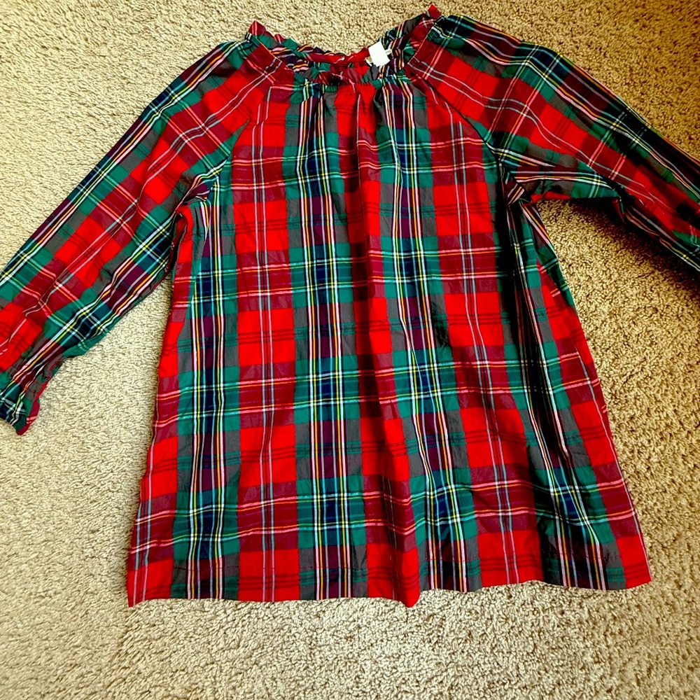 Crewcuts Girls Plaid Holiday Blouse Size 16 Red Green Tartan